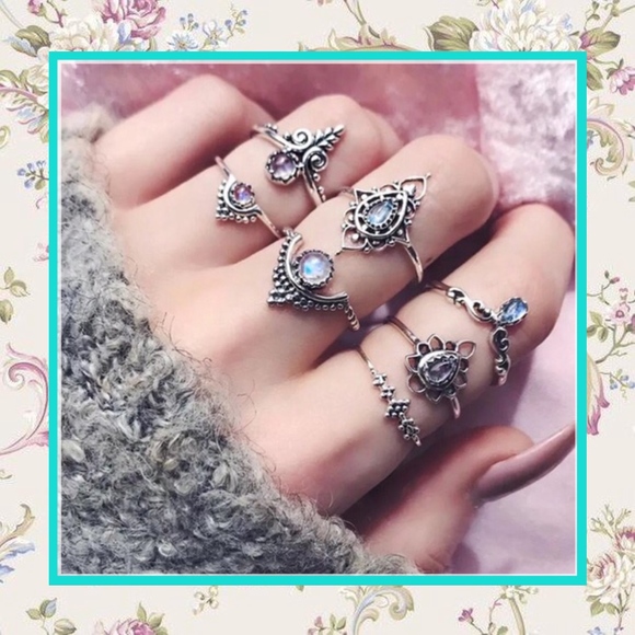 Unique Styles ring Jewelry - 🌺 7PC: CELTIC RINGS PURPLE BLUE MIDI BOHO BOHEMIAN BUNDLE SET LOT INDIA GEM
